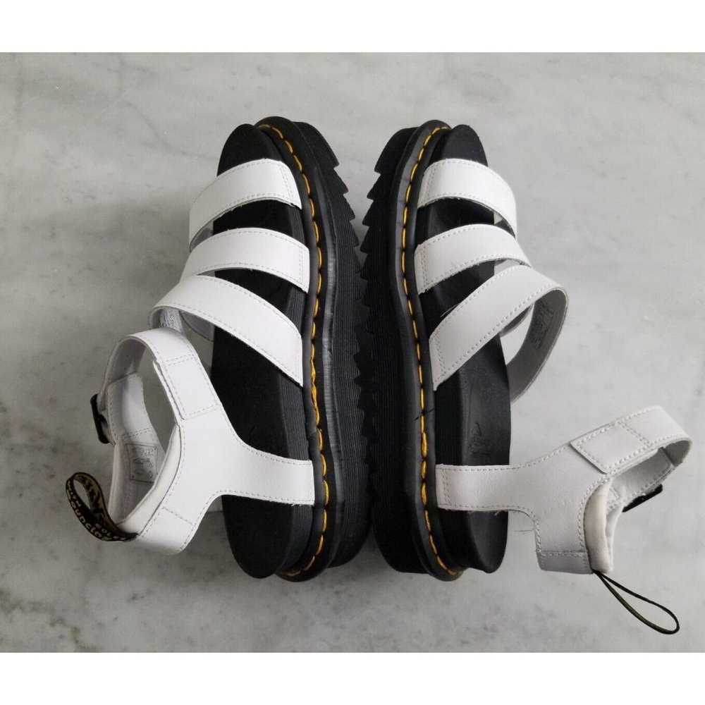 Doc Martens Blaire Flatform White Leather Sandals Womens Size 8 39 - Picture 4 of 6